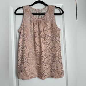 Loft Dusty Rose Lace Sleeveless Blouse
